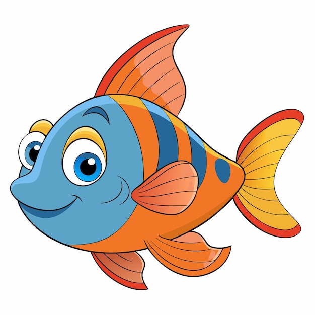 Vector beautiful fish cartoon style on white background