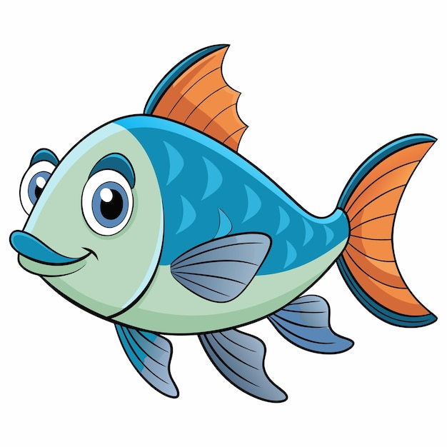 Vector beautiful fish cartoon style on white background