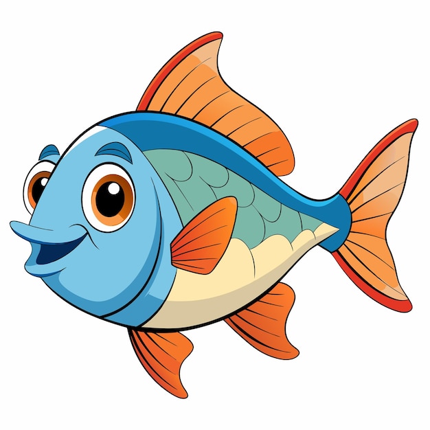 Vector beautiful fish cartoon style on white background