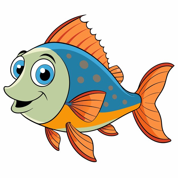 Vector beautiful fish cartoon style on white background