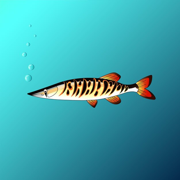 Beautiful fish under the water in the game style