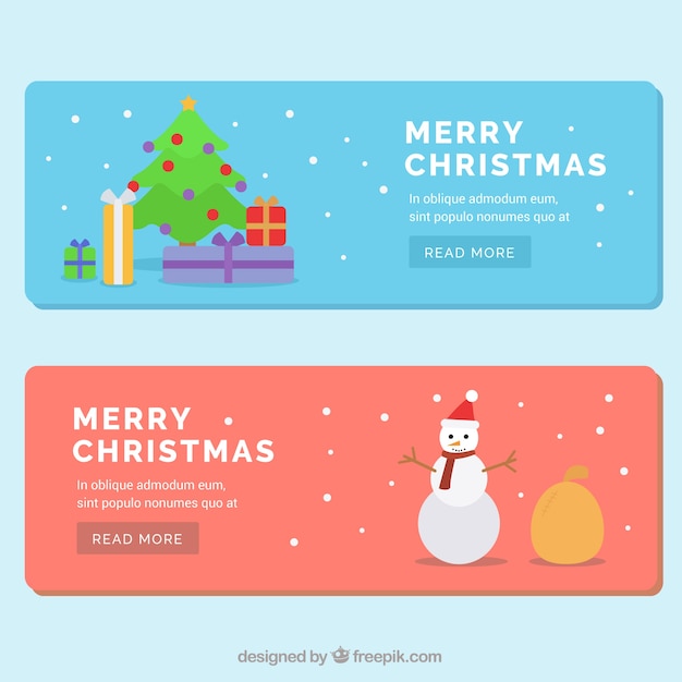 Beautiful flat banners for christmas