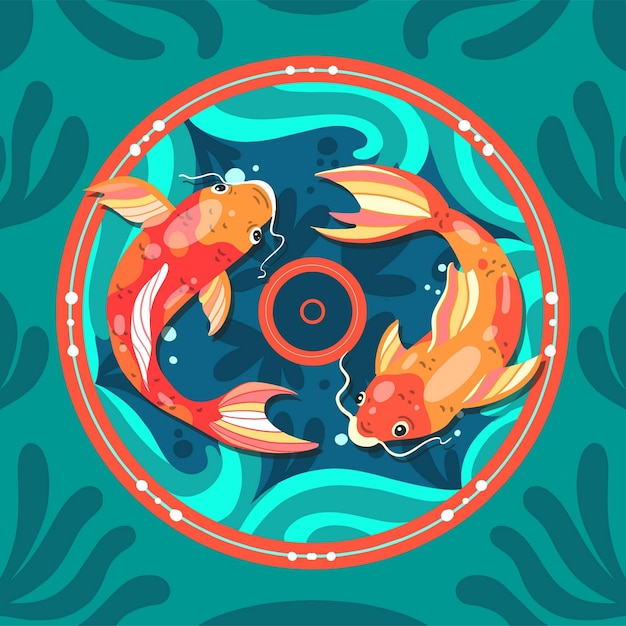 beautiful flat chinese koi colorful