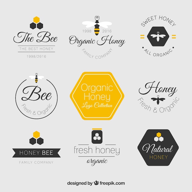 Vector beautiful flat honey logos