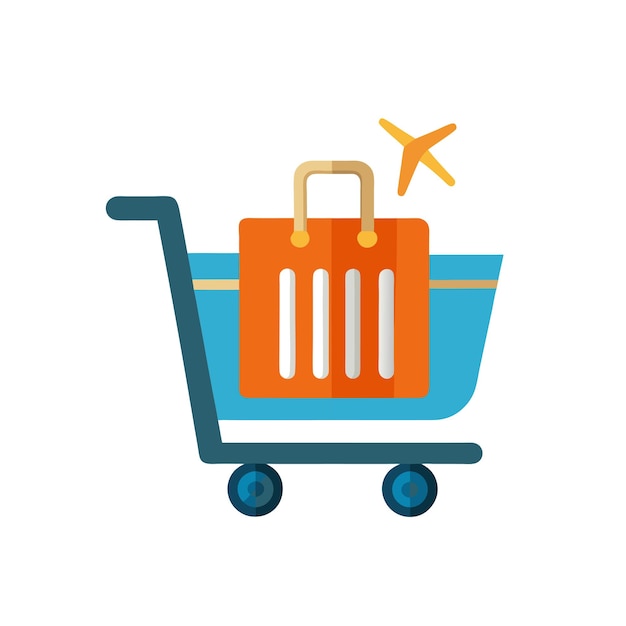 Vector beautiful flat style shopping cart icon vector illustration