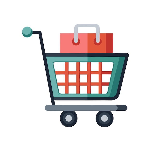 Beautiful flat style shopping cart icon vector illustration