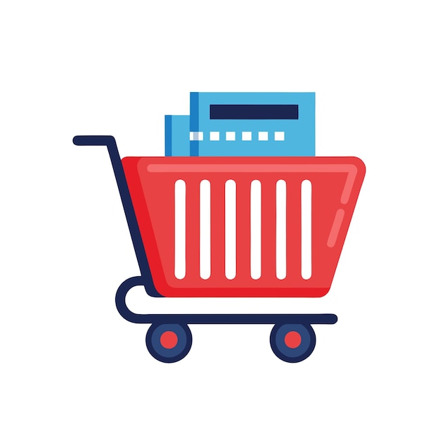 Beautiful flat style shopping cart icon vector illustration