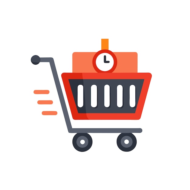 Beautiful flat style shopping cart icon vector illustration