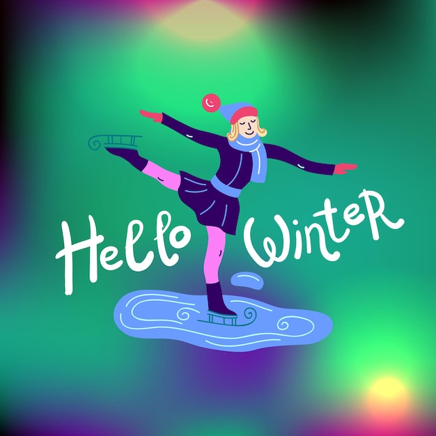 Vector beautiful flat vector illustration winter sport activites