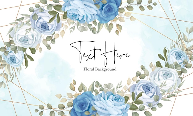 Beautiful floral background with hand drawn blue peonies decoration