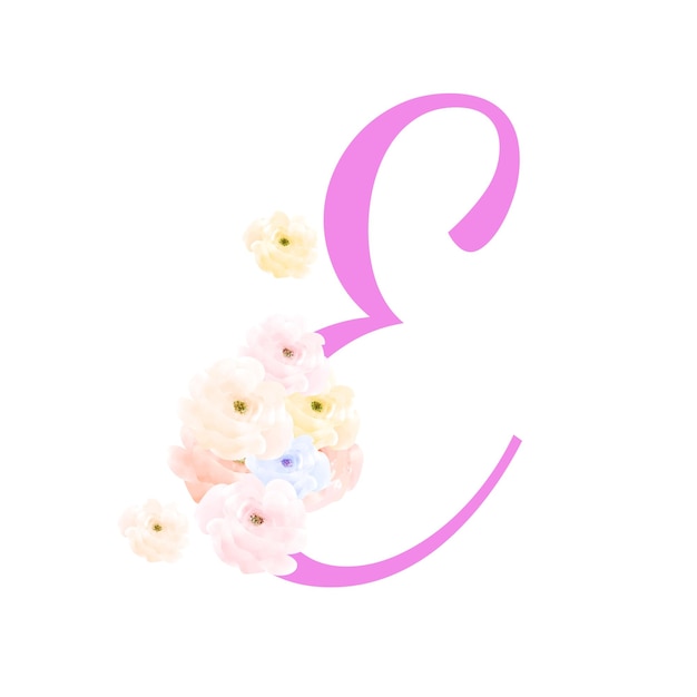 Beautiful Floral Decorated Alphabet Letter Illustration Watercolor Flower Alphabet Sublimation