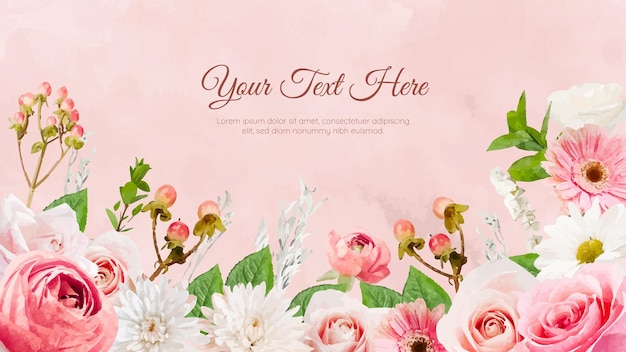 Beautiful floral frame background template with soft nature flowers