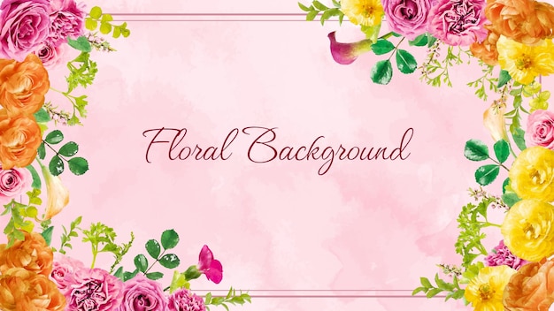 Beautiful floral frame background template with soft nature flowers