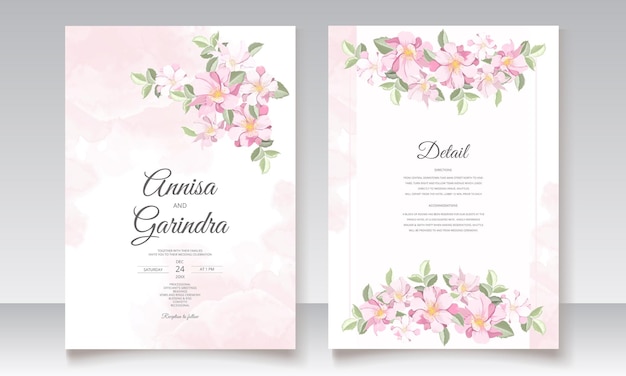 Beautiful floral frame wedding invitation card template  