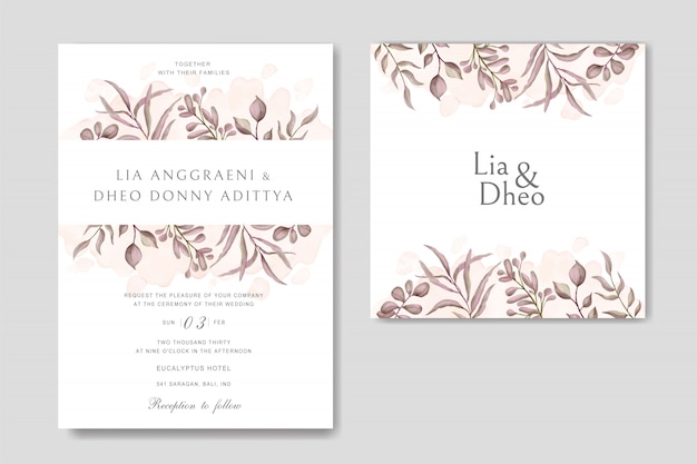 Beautiful floral frame for wedding invitation template