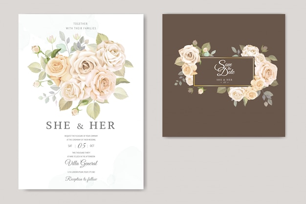 beautiful floral frame wedding invitation