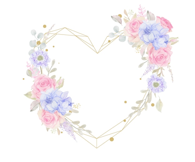 Beautiful floral frame with watercolor flowers