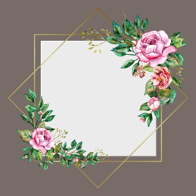 Beautiful floral gold  frame background template