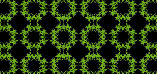 Beautiful floral green pattern with black background for decoration