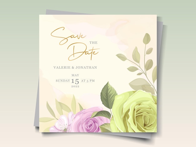 Beautiful floral and leaves wedding card design