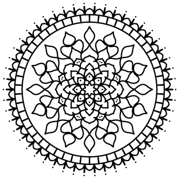 Beautiful floral mandala design Hand draw floral mandala coloring page for kids