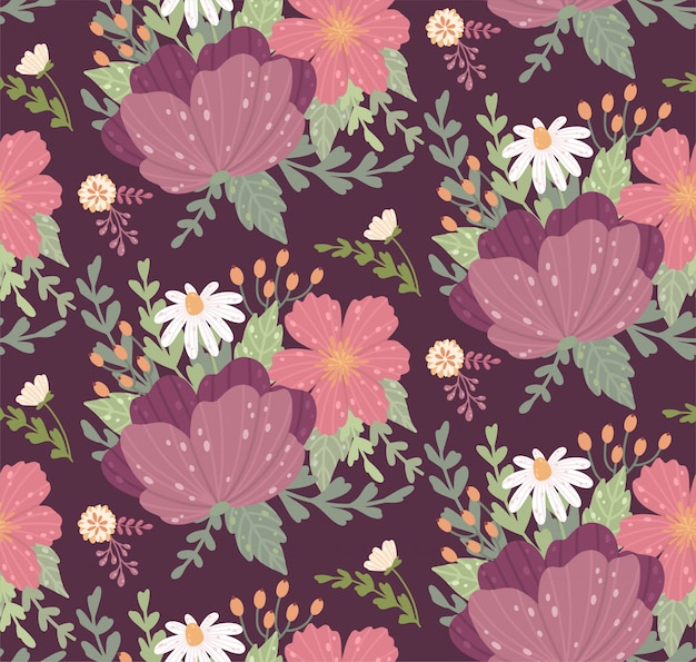 Beautiful floral pattern with a flower.  Floral seamless background for fashion prints.