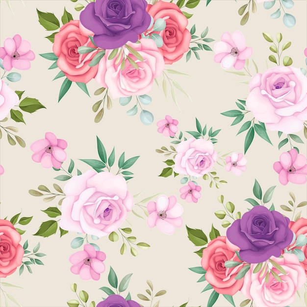 Beautiful floral seamless pattern with beautiful flowers