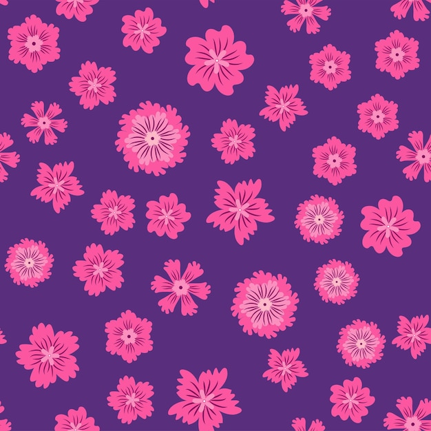 Beautiful floral seamless pattern with pink flowers Wildflowers perfect pattern