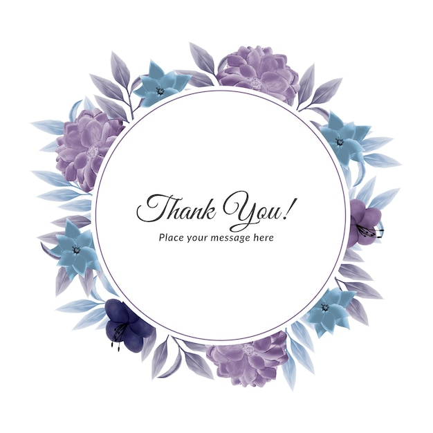 Beautiful floral thank you card with water color background