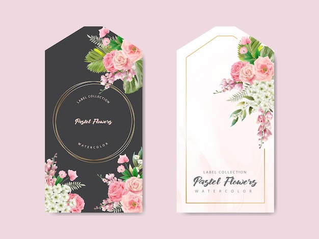 beautiful floral watercolor label collection