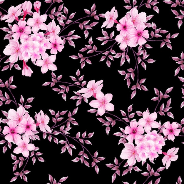 beautiful floral watercolor leaves seamless pattern blossom