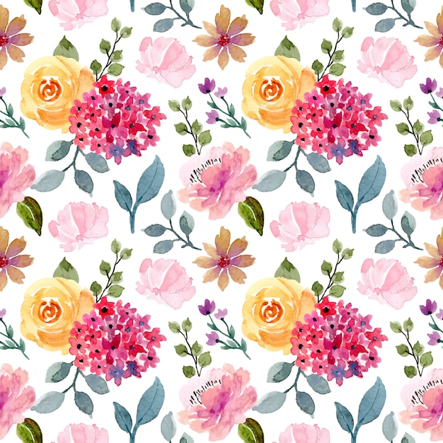 beautiful floral watercolor seamless pattern