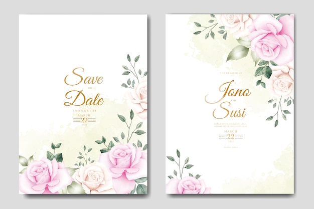 beautiful floral watercolor wedding invitation card