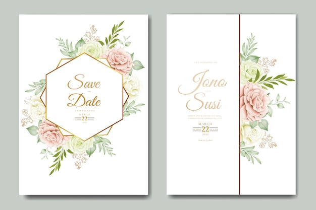 Beautiful floral watercolor wedding invitation card