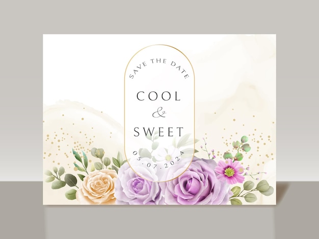 Beautiful floral watercolor wedding invitation card