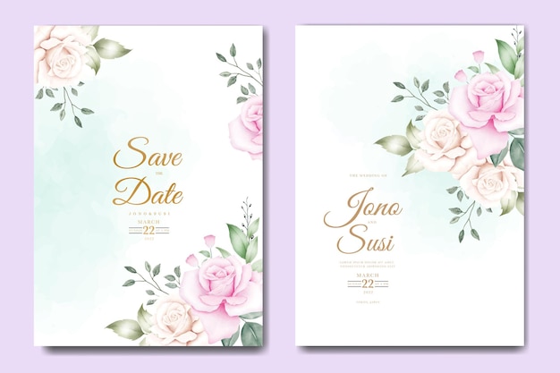 beautiful floral watercolor weding invitation card