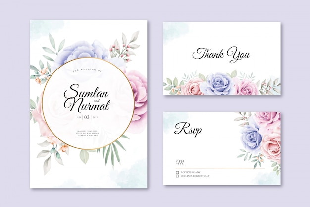 Beautiful floral on wedding card template