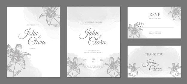 Beautiful floral wedding card template