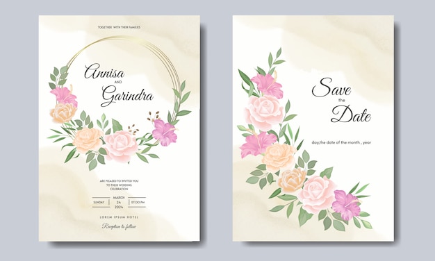 beautiful floral wedding invitation card template premium 