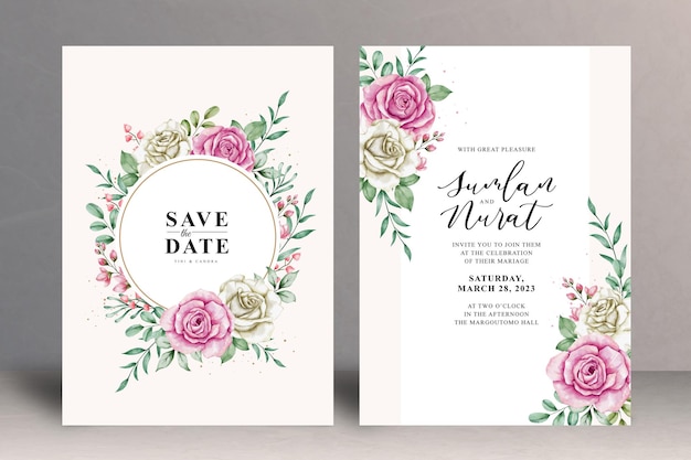 Beautiful Floral Wedding Invitation Card Template