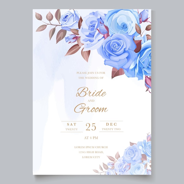 Beautiful floral wedding invitation card template