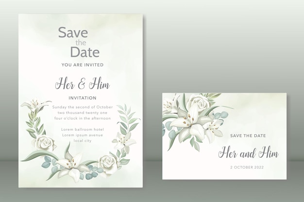 Beautiful floral wedding invitation card template