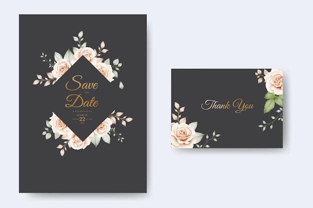 Beautiful floral  wedding invitation card template