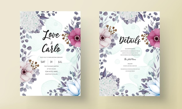 beautiful floral wedding invitation card template