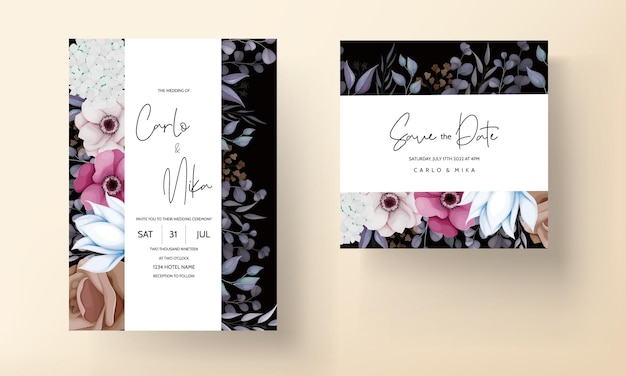 beautiful floral wedding invitation card template