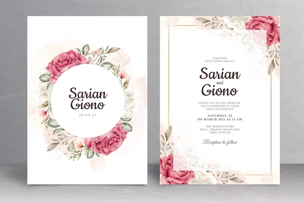 Beautiful floral wedding invitation card theme