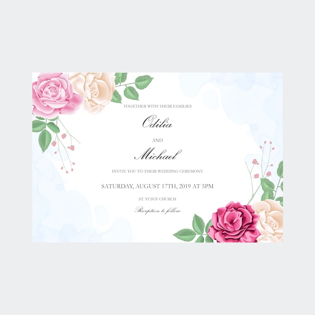 beautiful floral wedding invitation card