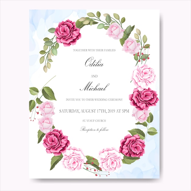 beautiful floral wedding invitation card