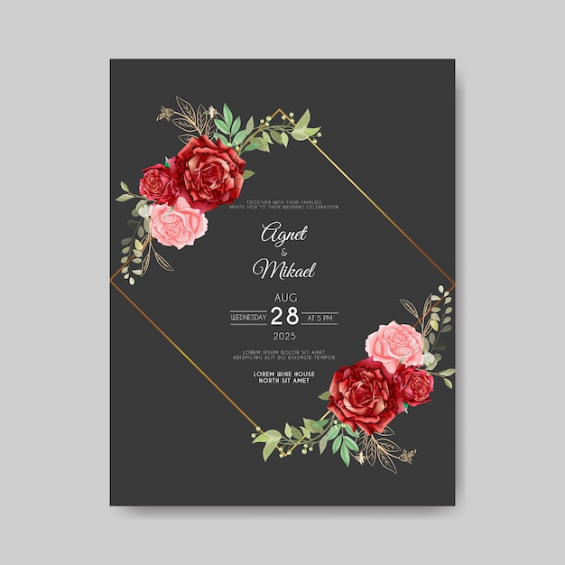 beautiful floral  wedding invitation card