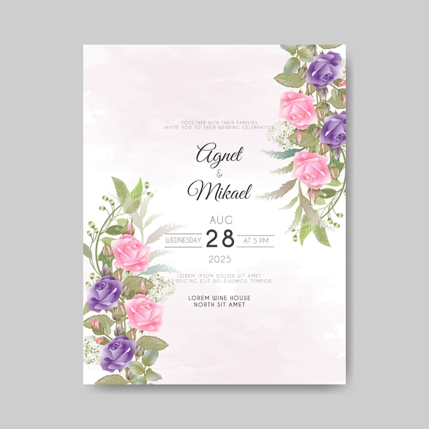 beautiful floral wedding invitation card